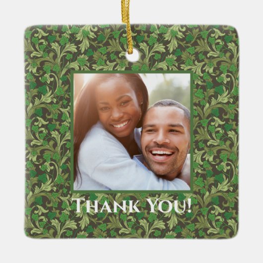 ヴィンテージビクトリアングリーンアイビー育てトレリス写真 セラミックオーナメント (正面)