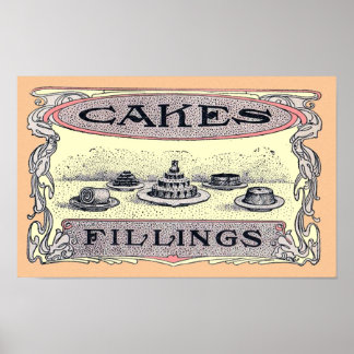 ヴィンテージビクトリアンケーキ広告ポスター ポスター