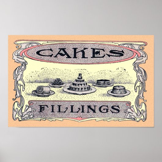 ヴィンテージビクトリアンケーキ広告ポスター ポスター (正面)