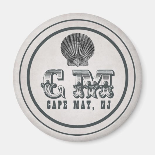 ヴィンテージビクトリアンケープメイニュージャージービーチラベル マグネット (正面)