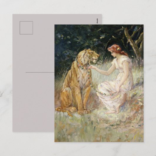 ヴィンテージビクトリアンコケットレディアンドタイガー シーズンポストカード (正面/裏面)