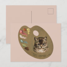 ヴィンテージビクトリアンコテージコアクリスマスキャットアーティスト