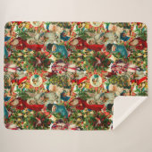 ヴィンテージビクトリアンコラージュ模様 シェルパブランケット (正面(横))