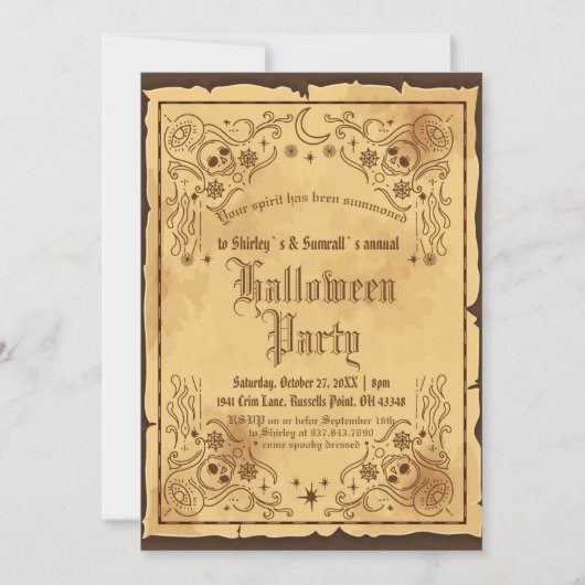 ヴィンテージビクトリアンゴシックウィッチハローウィンパーティ 招待状 (正面)