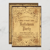 ヴィンテージビクトリアンゴシックウィッチハローウィンパーティ 招待状 (正面/裏面)