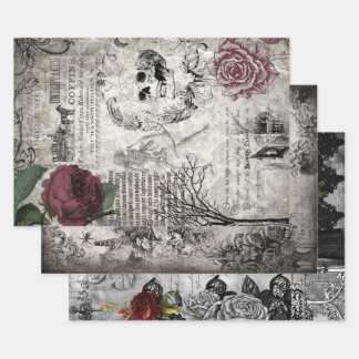 ヴィンテージビクトリアンゴシックハロウィーンエフエメラ ラッピングペーパーシート