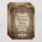 ヴィンテージビクトリアンゴシックフレーム血ハロウィーン 招待状 (正面/裏面)