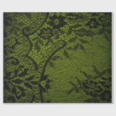 ヴィンテージビクトリアンゴシックブラックレースグリーンシャビー ラッピングペーパー (フラット)