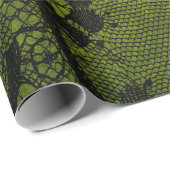 ヴィンテージビクトリアンゴシックブラックレースグリーンシャビー ラッピングペーパー (ロールコーナー)