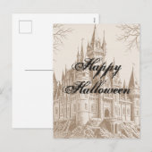 ヴィンテージビクトリアンゴシック怖ハッピーハローウィン シーズンポストカード (正面/裏面)