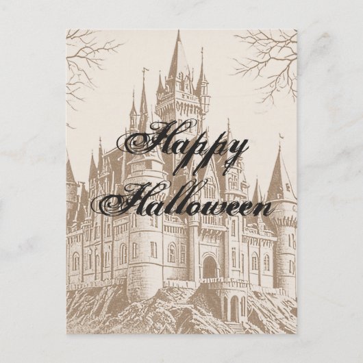 ヴィンテージビクトリアンゴシック怖ハッピーハローウィン シーズンポストカード (正面)