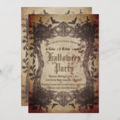ヴィンテージビクトリアンゴシック性の不気味なハローウィンパーティ 招待状 (正面/裏面)