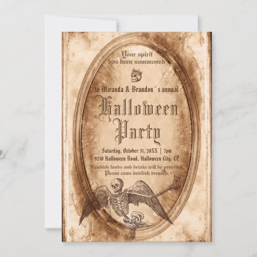 ヴィンテージビクトリアンゴシック鏡ハローウィンパーティ 招待状 (正面)