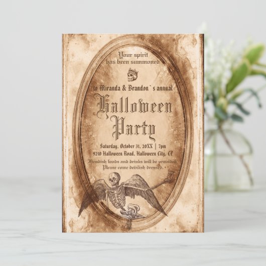 ヴィンテージビクトリアンゴシック鏡ハローウィンパーティ 招待状 (スタンド正面)