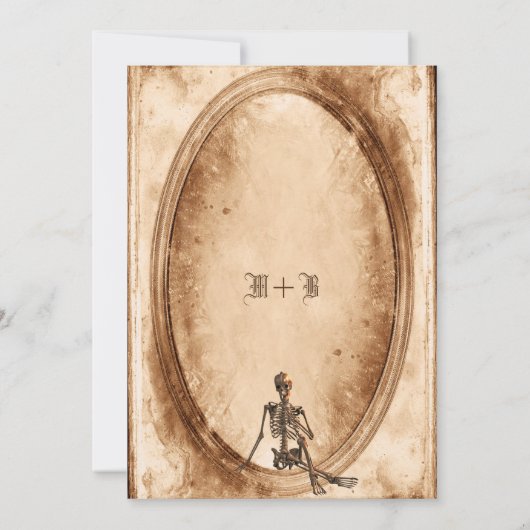 ヴィンテージビクトリアンゴシッ不気味クスカルハロウィーン 招待状 (裏面)