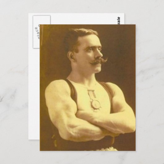 ヴィンテージビクトリアンサイドショーストロングマン ポストカード (正面/裏面)