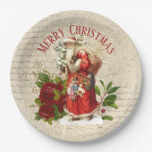 ヴィンテージビクトリアンサンタクロースアンティークデクページ ペーパープレート (正面)
