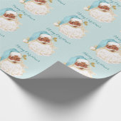 ヴィンテージビクトリアンサンタクロースオブカラーターコイズ ラッピングペーパー (角)