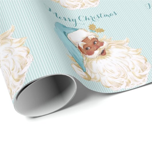 ヴィンテージビクトリアンサンタクロースオブカラーターコイズ ラッピングペーパー (ロールコーナー)