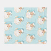 ヴィンテージビクトリアンサンタクロースターコイズ フリースブランケット (正面(横))