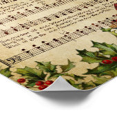 ヴィンテージビクトリアンサンタクロース音楽スコアと歌 ポスター (角)