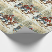ヴィンテージビクトリアンサンタクロース&キッズスノーボード ラッピングペーパー (角)