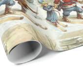 ヴィンテージビクトリアンサンタクロース&キッズスノーボード ラッピングペーパー (ロールコーナー)