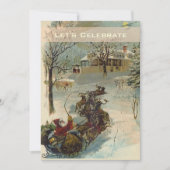 ヴィンテージビクトリアンサンタホリデークリスマスパーティー 招待状 (正面)