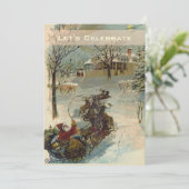 ヴィンテージビクトリアンサンタホリデークリスマスパーティー 招待状 (スタンド正面)