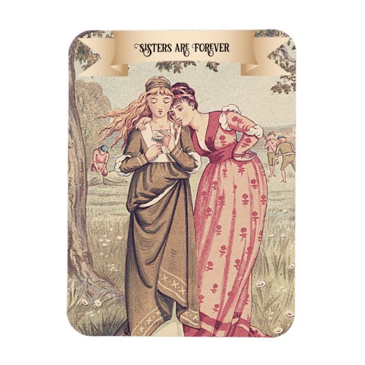 ヴィンテージビクトリアンシスターズキュートリージェンシーファインアート マグネット (縦)