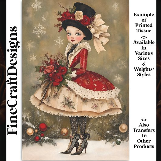 ヴィンテージビクトリアンシックなレディファッションBC8Lデコページ 薄葉紙