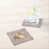 ヴィンテージビクトリアンシャビーシックバラ スクエアペーパーコースター (インサイチュ)