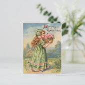 ヴィンテージビクトリアンシャムロックマーチハッピーバースデー ポストカード (スタンド正面)