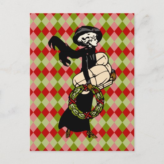 ヴィンテージビクトリアンショッピングプリント シーズンポストカード (正面)