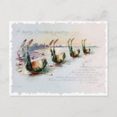 ヴィンテージビクトリアンスおもしろいクリスムカードカエル ポストカード (正面)