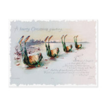 ヴィンテージビクトリアンスおもしろいクリスムカードカエル