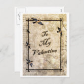 ヴィンテージビクトリアンスタイルのバレンタインデー シーズンポストカード (正面/裏面)