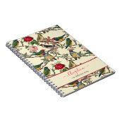 ヴィンテージビクトリアンスタイルの鳥類とバラ ノートブック (右側)