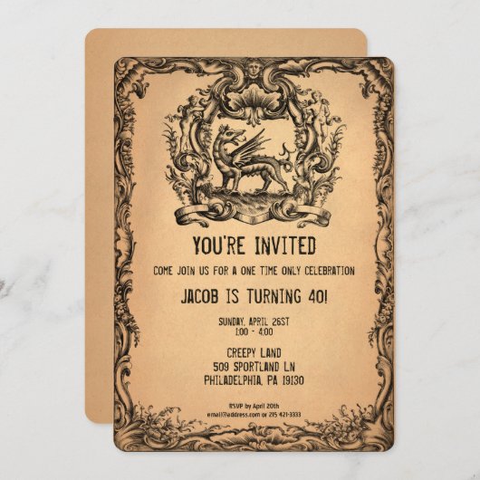 ヴィンテージビクトリアンスタイル不気味なカスタマイズ可能パーティー 招待状 (正面/裏面)