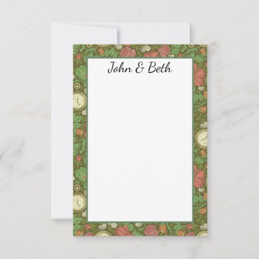 ヴィンテージビクトリアンスチームパンクポケットウォッチバラ サンキューカード (正面)