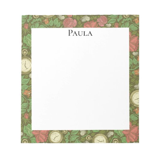 ヴィンテージビクトリアンスチームパンクポケットウォッチバラ ノートパッド (正面)