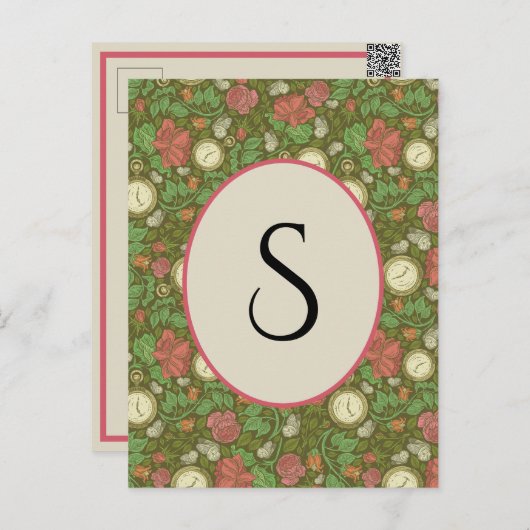 ヴィンテージビクトリアンスチームパンクポケットウォッチバラ ポストカード (正面/裏面)