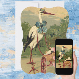 ヴィンテージビクトリアンストークとキャリッジベイビーシャワー 招待状