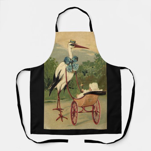 ヴィンテージビクトリアンストークとベビーキャリッジ エプロン (正面)