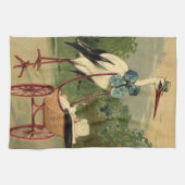 ヴィンテージビクトリアンストークとベビーキャリッジ キッチンタオル (横)