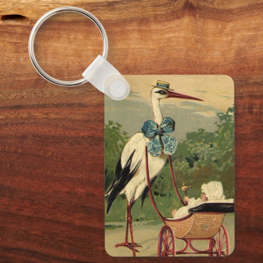 ヴィンテージビクトリアンストークとベビーキャリッジ キーホルダー (正面)