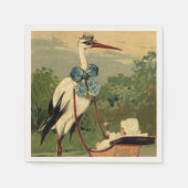 ヴィンテージビクトリアンストークとベビーキャリッジ スタンダードカクテルナプキン (正面)