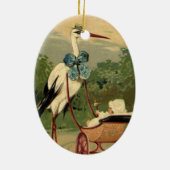 ヴィンテージビクトリアンストークとベビーキャリッジ セラミックオーナメント (裏面)