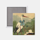 ヴィンテージビクトリアンストークとベビーキャリッジ マグネット (正面/裏面)