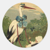 ヴィンテージビクトリアンストークとベビーキャリッジ ラウンドシール (正面)